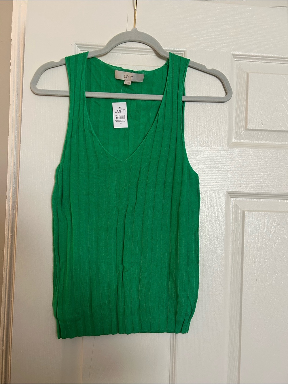 LOFT Bright Green Ribbed V-Neck Tank